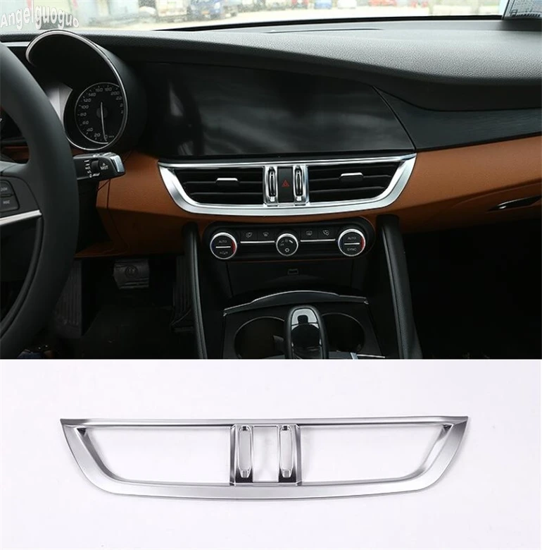 angelguoguo ABS chrome Car Center Air Outlet Frame Decoration Trim Sticker Car-styling For Alfa Romeo Giulia 2017 18 accessories |