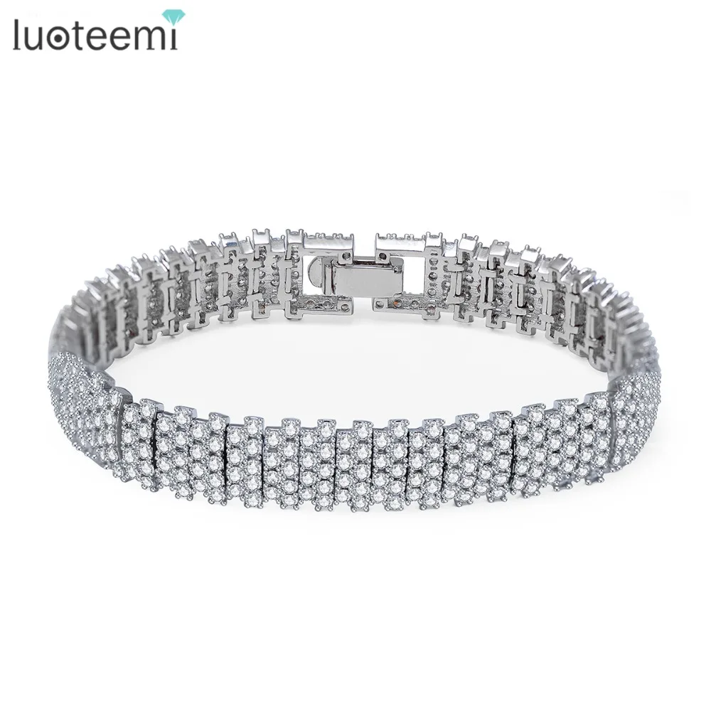LUOTEEMI Luxurious White Gold-Color Chain for Women Round Shape AAA CZ Zircon Bracelets Bangles Fashion Jewelry for Women Gift
LUOTEEMI Luxurious White Gold-Color Chain for Women Round Shape AAA CZ Zircon Bracelets Bangles Fashion Jewelry for Women Gift