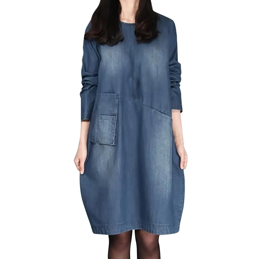 FREE OSTRICH Women Dress Denim Straight O-Neck Brief Knee Length Long Sleeve Blue Loose Noble Current Elegant Summer Short Dress
FREE OSTRICH Women Dress Denim Straight O-Neck Brief Knee Length Long Sleeve Blue Loose Noble Current Elegant Summer Short Dress