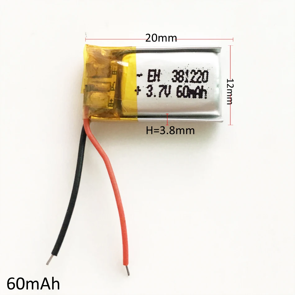 60mAh small size lithium polymer li po rechargeable battery li cells for MP3 bluetooth pen MID headset headphon video pen 381220
60mAh small size lithium polymer li po rechargeable battery li cells for MP3 bluetooth pen MID headset headphon video pen 381220