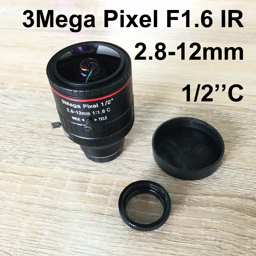 3Mega Pixel F1.6 2.8-12mm CCTV lens C Mount Manual Varifocal Lens Focal IR 1/2" 1:1.6 for CCTV Camera IP Free Shipping
3Mega Pixel F1.6 2.8-12mm CCTV lens C Mount Manual Varifocal Lens Focal IR 1/2" 1:1.6 for CCTV Camera IP Free Shipping