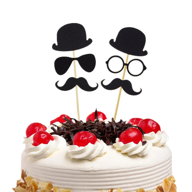 Маленький мужчина торт Toppers с днем рождения джентльмен шляпа очки Mustche День отца