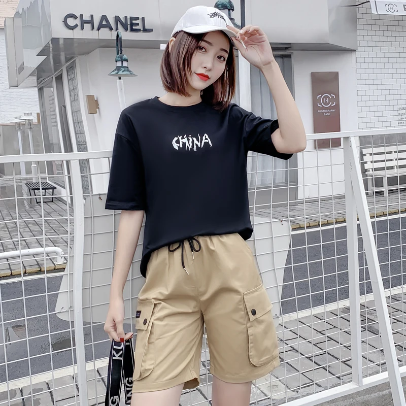 2019 летний корейский комплект из 2 предметов женские модные топы с короткими