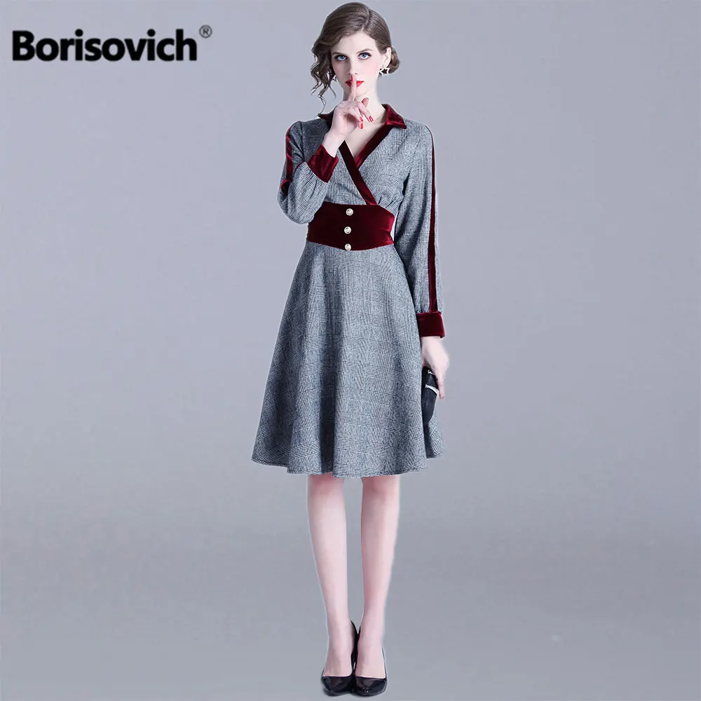 Borisovich Office Lady Elegant A-line Dress New 2019 Fashion England Style Turn-down Collar Knee-length Women Dresses N1241
Borisovich Office Lady Elegant A-line Dress New 2019 Fashion England Style Turn-down Collar Knee-length Women Dresses N1241