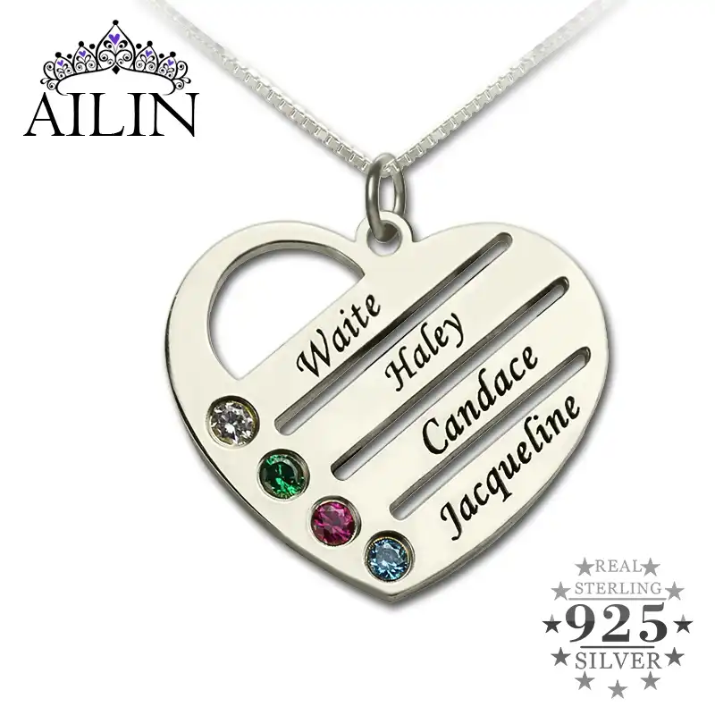 mothers necklace with birthstones and names