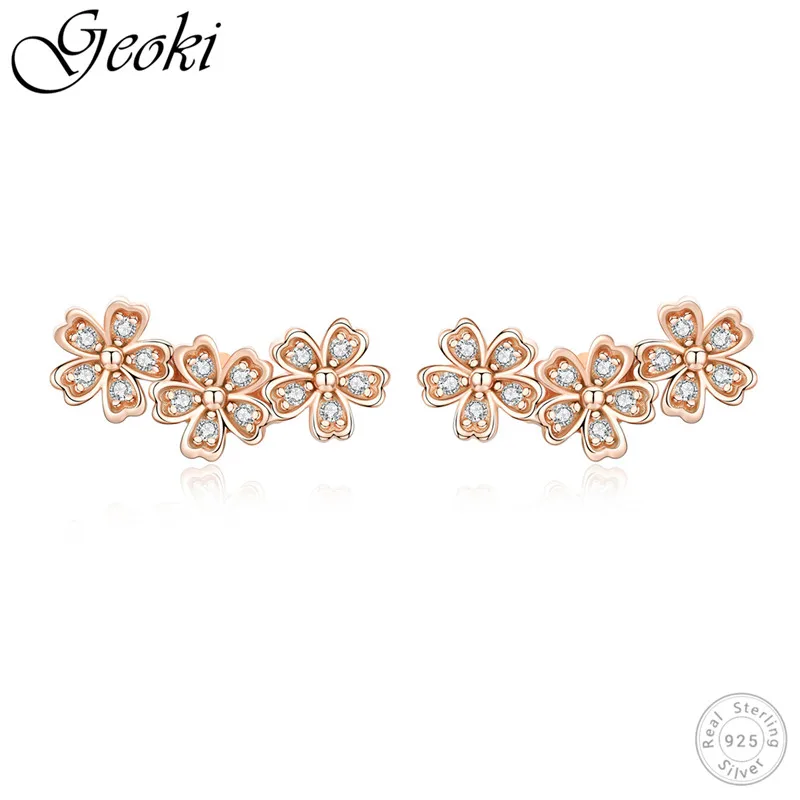 Geoki 925 Sterling Silver Rose Gold Cherry Blossom Stud Earrings Korean S925 Cute White Zircon Daisy Earrings for Women Gift
Geoki 925 Sterling Silver Rose Gold Cherry Blossom Stud Earrings Korean S925 Cute White Zircon Daisy Earrings for Women Gift