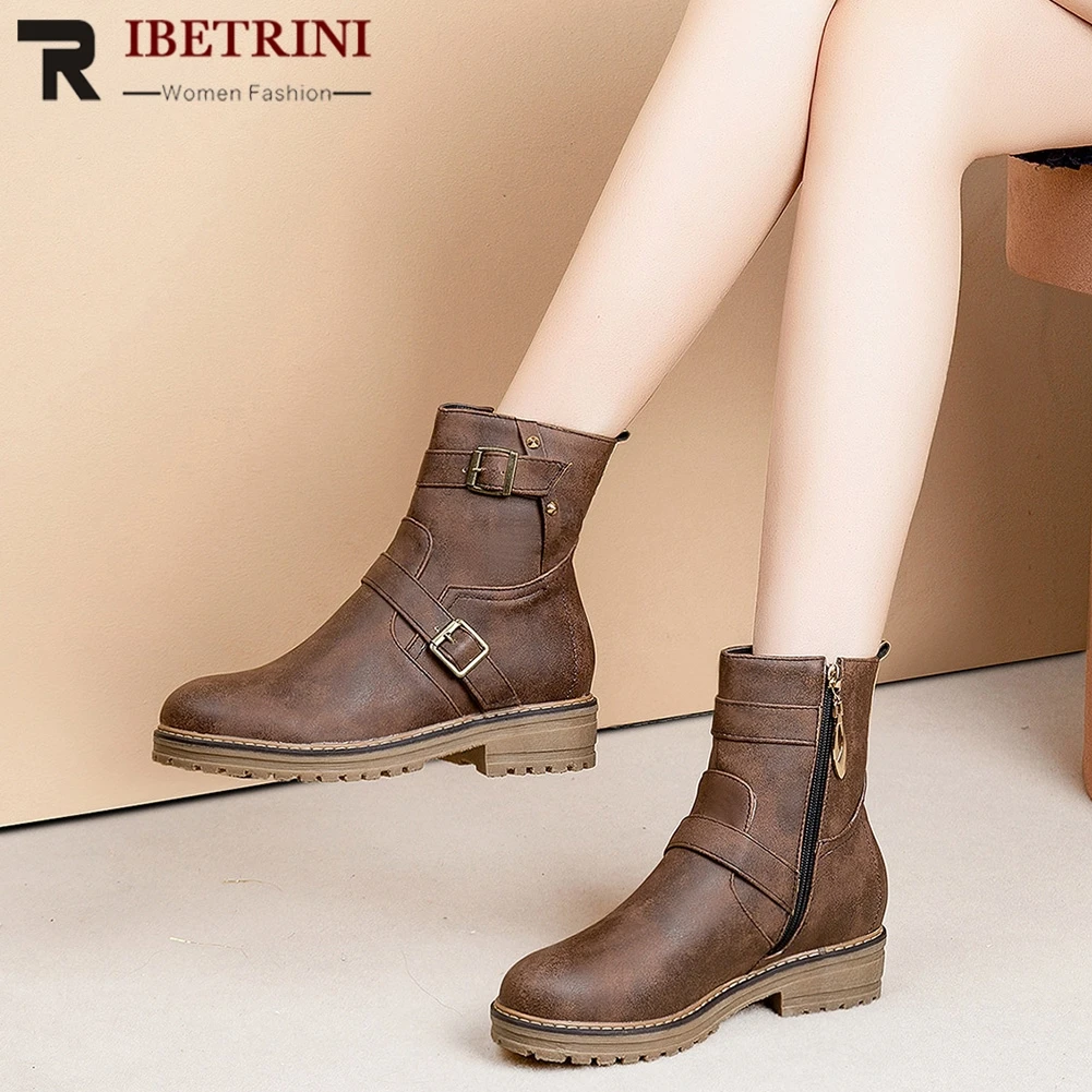 RIBETRINI Motorcycle Boots Woman Retro Wear-resistant TPR Sole Metal Decrations Zipper women's Ankle Boots Woman Size 34-44
RIBETRINI Motorcycle Boots Woman Retro Wear-resistant TPR Sole Metal Decrations Zipper women's Ankle Boots Woman Size 34-44