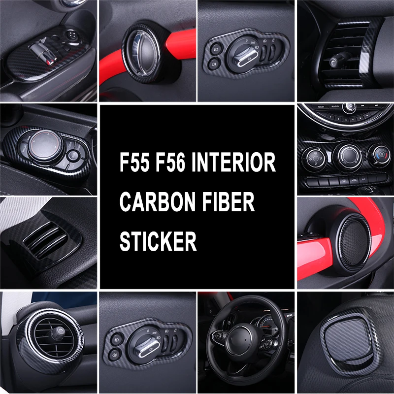 Carbon fiber pattern Interior Refit Wheel Steering Decorative Air Outlet Frame Sticker Complete set for Mini Cooper One F55 F56
Carbon fiber pattern Interior Refit Wheel Steering Decorative Air Outlet Frame Sticker Complete set for Mini Cooper One F55 F56