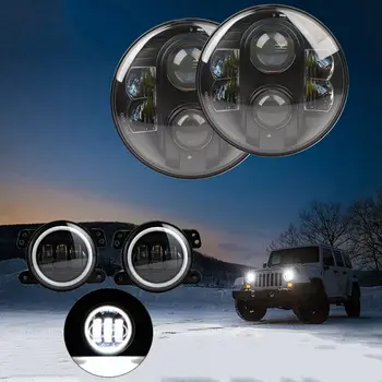 2X 4" LED Fog Light white Halo ring DRL + Pair 7" LED 80w Headlight For Jeep JK Wrangler 07-15
2X 4" LED Fog Light white Halo ring DRL + Pair 7" LED 80w Headlight For Jeep JK Wrangler 07-15