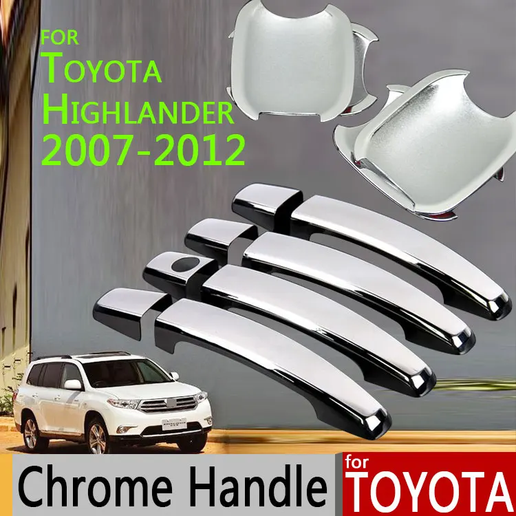 Роскошные хромированные чехлы на дверные ручки для Toyota Highlander 2007-2012, аксессуары, автомобильные наклейки, автомобильный Стайлинг 2008 2009 2010 2011
Роскошные хромированные чехлы на дверные ручки для Toyota Highlander 2007-2012, аксессуары, автомобильные наклейки, автомобильный Стайлинг 2008 2009 2010 2011
