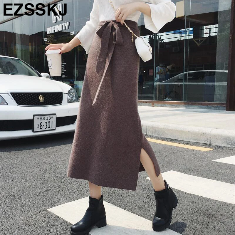 2018 Vintage autumn winter thick A-Line sweater skirts Women split side female knit skirts elegant long tie up cashmere Skirt
2018 Vintage autumn winter thick A-Line sweater skirts Women split side female knit skirts elegant long tie up cashmere Skirt