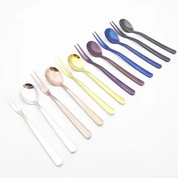 Stainless Steel Fork And Scoop Dinnerware Set Colorful Dessert Western Fruit Fork Coffee Cake Dessert Spoon Flatware 8pc/set
Stainless Steel Fork And Scoop Dinnerware Set Colorful Dessert Western Fruit Fork Coffee Cake Dessert Spoon Flatware 8pc/set