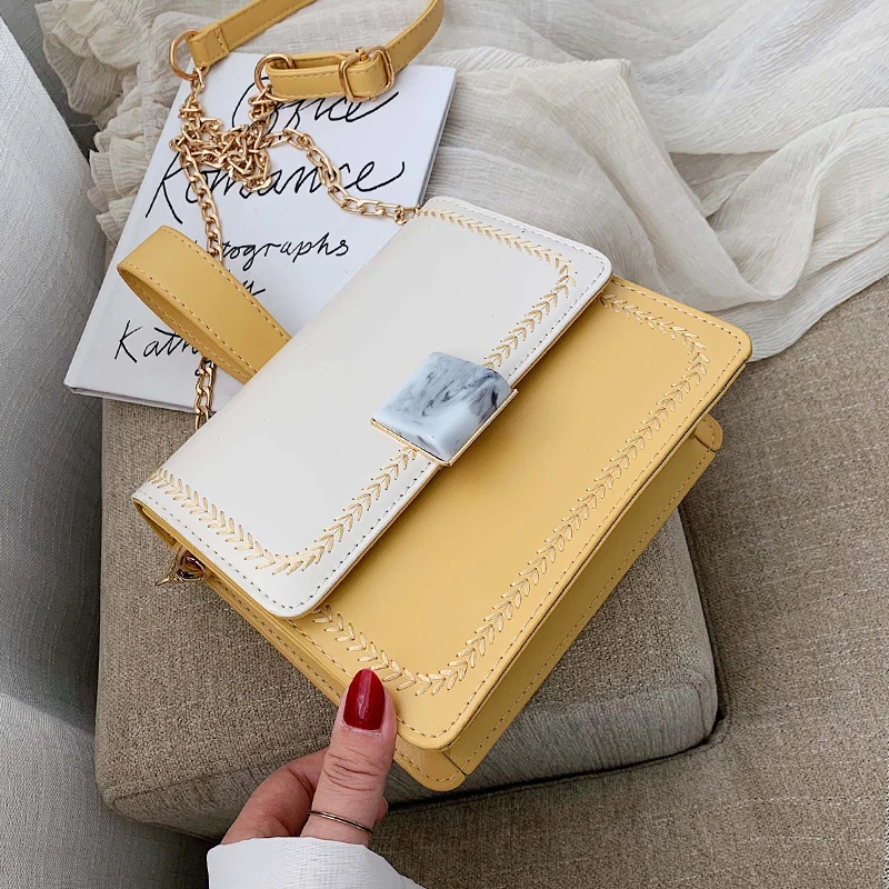High Quality More Color 2019 Shoulder Bags Patchwork Chains Female Crossbody Bags Leather Handbags and Purse Yellow Color
High Quality More Color 2019 Shoulder Bags Patchwork Chains Female Crossbody Bags Leather Handbags and Purse Yellow Color