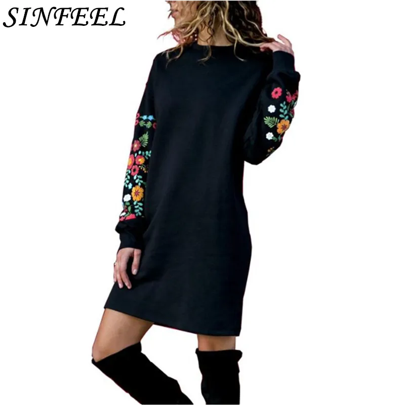 Dresses Women Winter Mini Dress Elegant 3D Floral Print Long Sleeve O-Neck Warm Vintage Dress Black Streeetwear vestido 2018
Dresses Women Winter Mini Dress Elegant 3D Floral Print Long Sleeve O-Neck Warm Vintage Dress Black Streeetwear vestido 2018