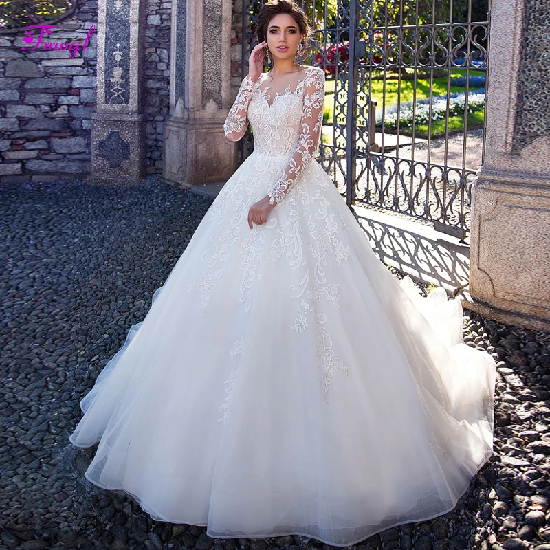 Fmogl Graceful Appliques Long Sleeve A-Line Wedding Dresses 2019 Vintage Scoop Neck Button Plus Size Bride Gown Vestido de Noiva
Fmogl Graceful Appliques Long Sleeve A-Line Wedding Dresses 2019 Vintage Scoop Neck Button Plus Size Bride Gown Vestido de Noiva