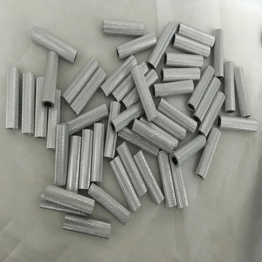 CNC machined aluminium knurling sleeve tube, knurl nut with natural anodization
CNC machined aluminium knurling sleeve tube, knurl nut with natural anodization