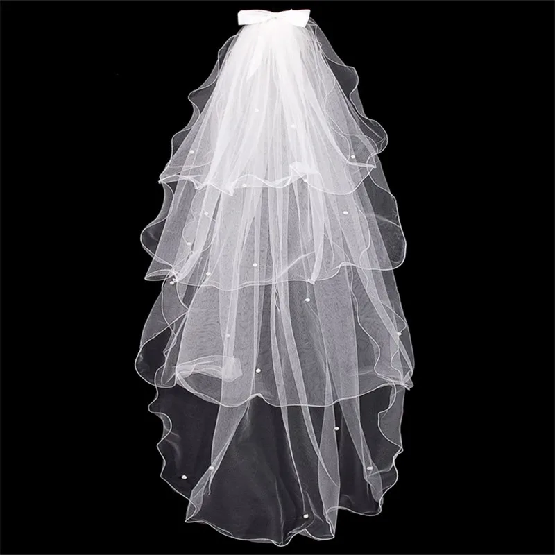 Bowknot Wedding Veil Simple Tulle White Ivory Four Layers Bridal Veil Cheap Bride Accessories Tulle Edge Beaded Veil NO Comb
Bowknot Wedding Veil Simple Tulle White Ivory Four Layers Bridal Veil Cheap Bride Accessories Tulle Edge Beaded Veil NO Comb