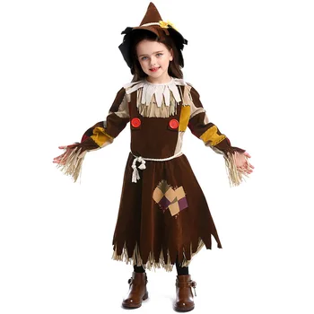 

Kids Fairy Tale Wizard of Oz Scarecrow Cosplay Costumes Girls Kindergarten Halloween Party Drama Stage Play Fancy Dress Costume