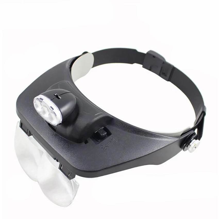 

Head-Worn LED Lighted Magnifier with 4 Different Lenses (1.2X, 1.8X, 2.5X, 3.5X) Adjustable Headband Magnifying Glass Loupes