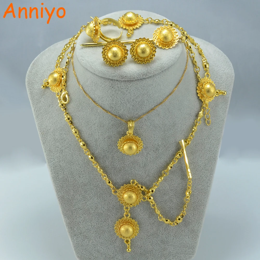 Anniyo Ethiopian Small Jewelry Set Gold Color Hair Pice/Necklace/Earing/Ring/Hair pin/Bracelet African Wedding Gifts #002317
Anniyo Ethiopian Small Jewelry Set Gold Color Hair Pice/Necklace/Earing/Ring/Hair pin/Bracelet African Wedding Gifts #002317