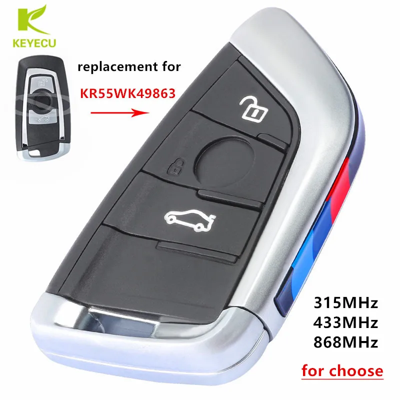 KEYECU Replacement Black Smart Remote key Fob 3 Button 315MHz/433MHz/868MHz for BMW F Series CAS4+/ FEM FCC ID: KR55WK49863
KEYECU Replacement Black Smart Remote key Fob 3 Button 315MHz/433MHz/868MHz for BMW F Series CAS4+/ FEM FCC ID: KR55WK49863