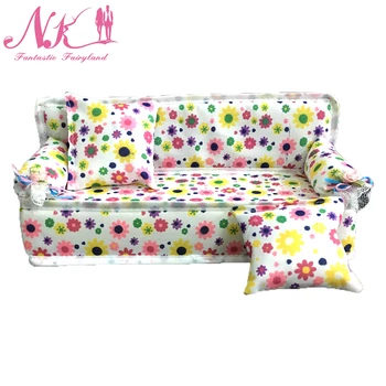 NK Doll Accessories Cute Dollhouse Furniture Flower Cloth Sofa Couch With 2 Cushions For Barbie Doll House Toys Best Gift
NK Doll Accessories Cute Dollhouse Furniture Flower Cloth Sofa Couch With 2 Cushions For Barbie Doll House Toys Best Gift