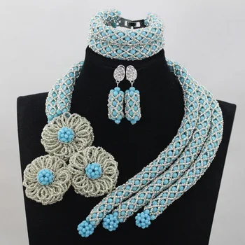 New Gorgeous Crystal Beads African Nigerian Wedding Jewellery Set Silver Flower Pedant Party Jewelry Free ShipABL902
New Gorgeous Crystal Beads African Nigerian Wedding Jewellery Set Silver Flower Pedant Party Jewelry Free ShipABL902