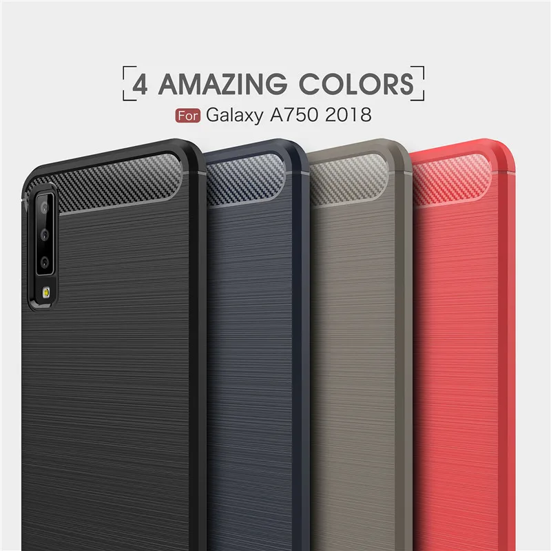 Для Galaxy A7 2018 Роскошный чехол Тонкая Броня из углеродного волокна Мягкий ТПУ для