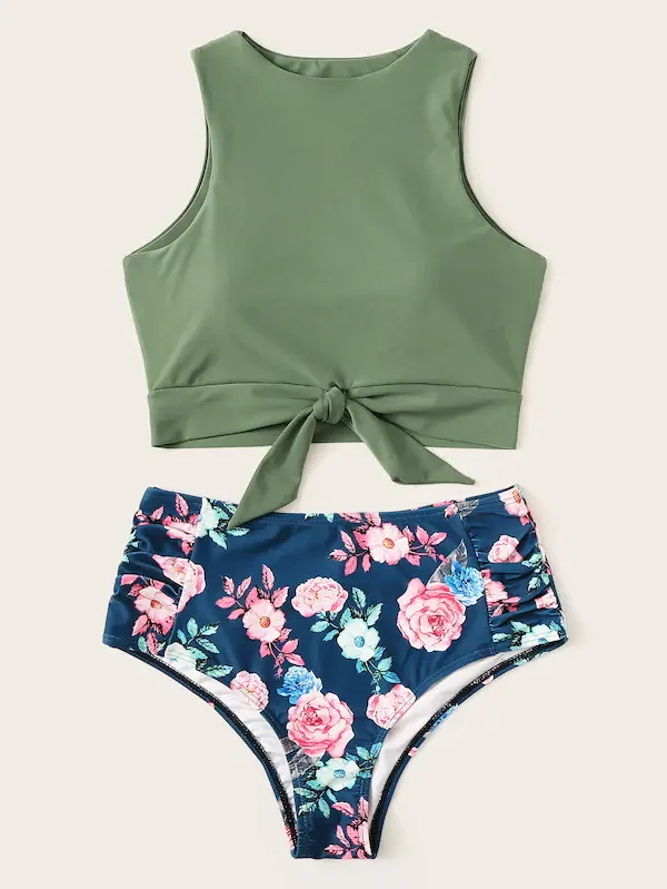 Green and Floral Bandeau High-Waist Bikini Sets Women Sexy Knot Bow Push Up Two Pieces Swimsuits 2019 Girl Beach Bathing Suits
Green and Floral Bandeau High-Waist Bikini Sets Women Sexy Knot Bow Push Up Two Pieces Swimsuits 2019 Girl Beach Bathing Suits