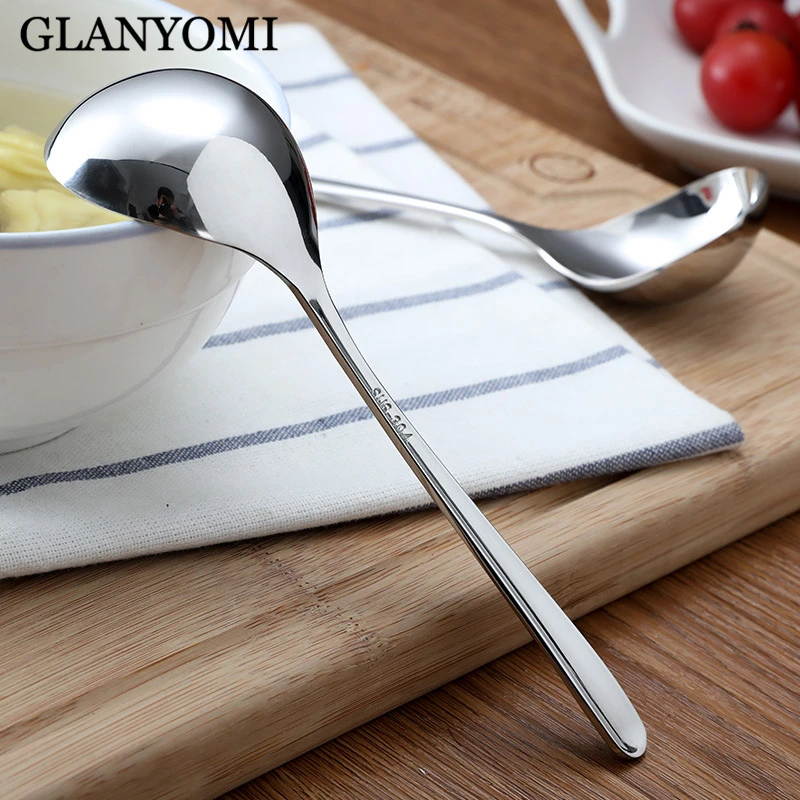 

2 or 6Pcs 304 Stainless Steel Soup Spoon Deepen Thickened Large Capacity Spoon Creative Dinnerware Tableware Restaurant Supplies