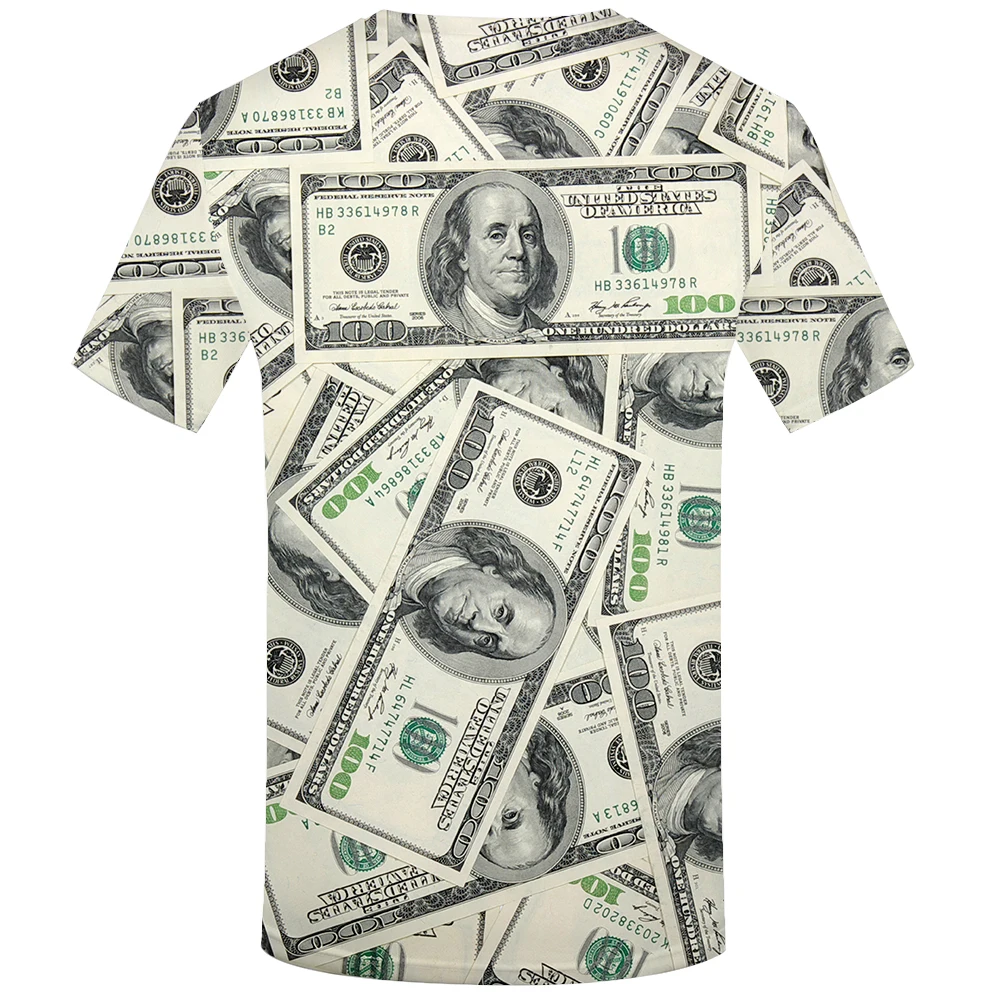 Футболка мужская KYKU летняя футболка с цветным 3D принтом долларов одежда в стиле