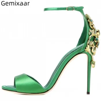 Mature Satin Studded Unique Crystal Pattern Women Shoes Peep Toe Narrow Ankle Wrap Sandalias Sexy Narrow Band Jewel Sandas
Mature Satin Studded Unique Crystal Pattern Women Shoes Peep Toe Narrow Ankle Wrap Sandalias Sexy Narrow Band Jewel Sandas