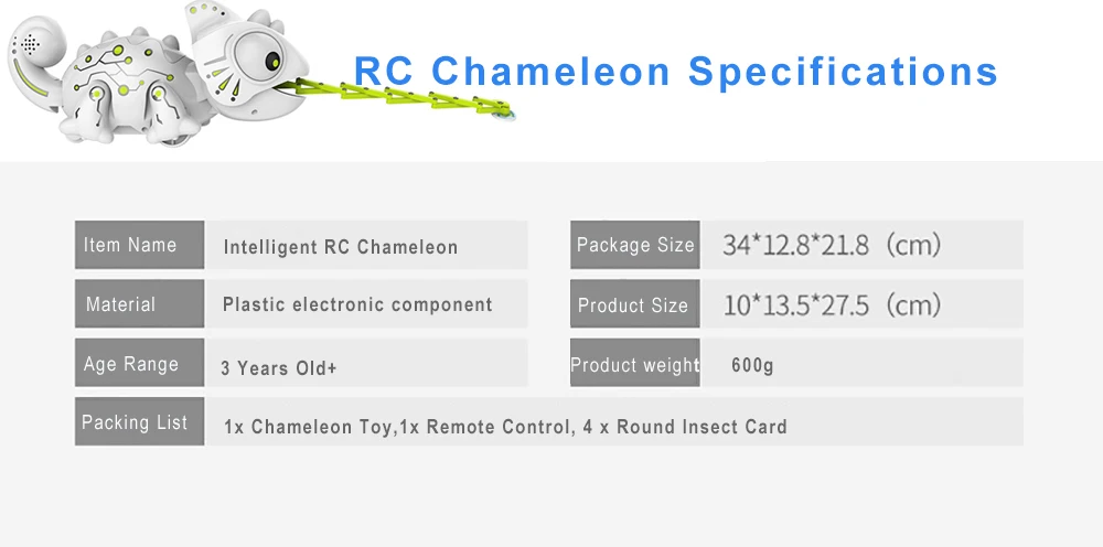 Remote Control Chameleon Specifications