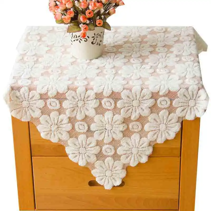 RUBIHOME Square Lace Tea Table Cloth Sun Flower Design Table Cover Home Decorative Dust Cover Universal for TV Microwave Oven