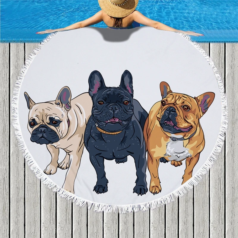 Cartoon France Bulldog Bath Beach Towel Tassels Round Microfiber Compressed Dog Printed Travel Bathroom Towels for Adults Shower
Cartoon France Bulldog Bath Beach Towel Tassels Round Microfiber Compressed Dog Printed Travel Bathroom Towels for Adults Shower