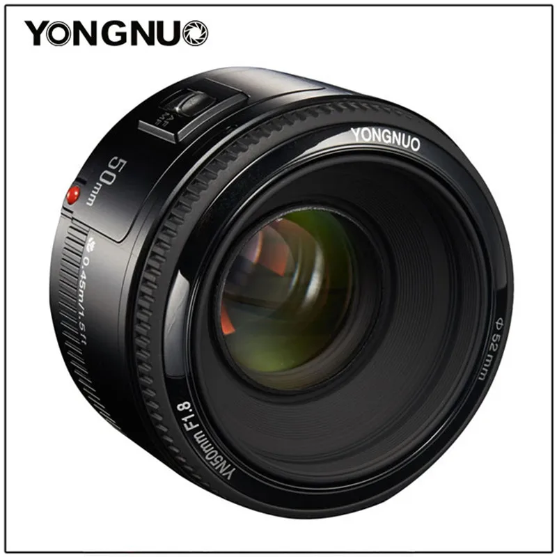 Объектив YONGNUO 50 мм yn50 F1.8 с большой апертурой и автофокусом EF AF/MF для Canon EOS 600D 550D 70D