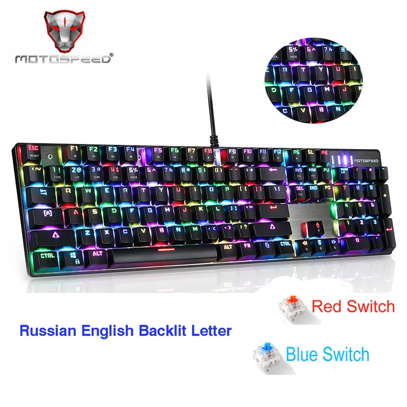 Motospeed CK104 Game Backlit Gaming Mechanical Keyboard With Backlight RGB Russian Gamer For Computer PC Keycaps Key Cap Board
Motospeed CK104 Game Backlit Gaming Mechanical Keyboard With Backlight RGB Russian Gamer For Computer PC Keycaps Key Cap Board