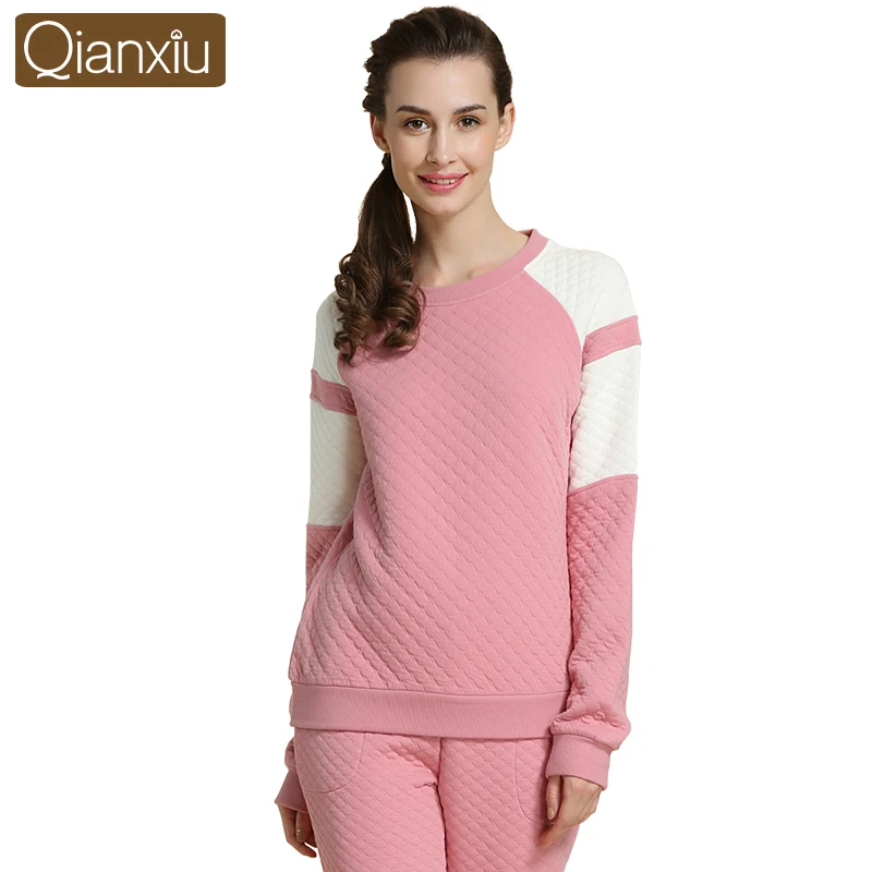 2019 Winter Brand homewear Women Patchwork Pajama sets Female Cotton Modal Sleepwear suit Ladies Round collar t shirt + pants
2019 Winter Brand homewear Women Patchwork Pajama sets Female Cotton Modal Sleepwear suit Ladies Round collar t shirt + pants