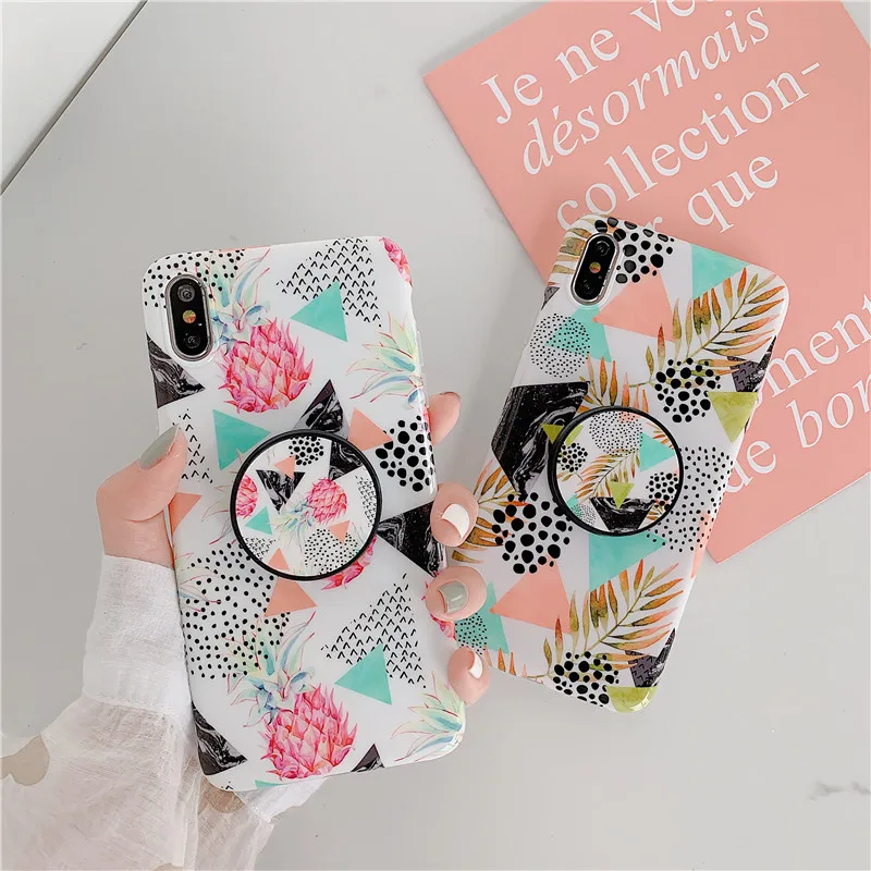 Kickstand NEW Bracket Cover for Iphone Xr Case Glossy Geometric Marble Leaves Patterned Case for Iphone X 7 8 6 6S Plus Xs Max
Kickstand NEW Bracket Cover for Iphone Xr Case Glossy Geometric Marble Leaves Patterned Case for Iphone X 7 8 6 6S Plus Xs Max