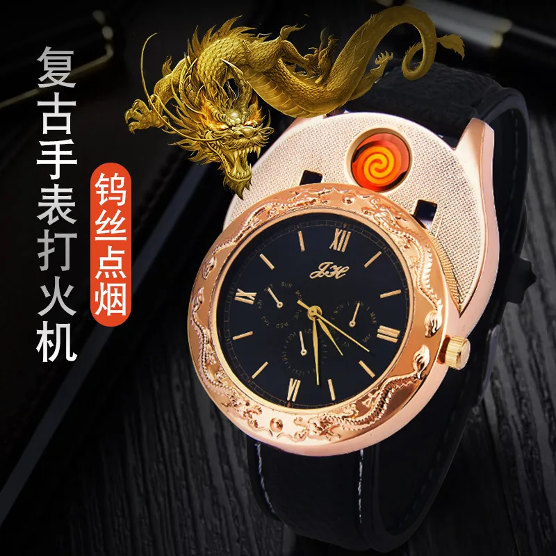 Military USB Charging Lighter Watch Dragon date clock Flameless Windproof Cigarette Lighters Rechargeable Electronic Men Watches
Military USB Charging Lighter Watch Dragon date clock Flameless Windproof Cigarette Lighters Rechargeable Electronic Men Watches
