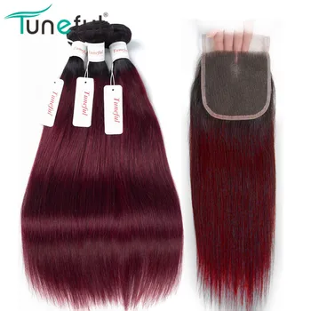 Ombre Bundles With Closure Tuneful 100% Brazilian Straight Remy Human Hair Weft Weave T1B/ Burgundy Hair 3 Bundles With Closure
Ombre Bundles With Closure Tuneful 100% Brazilian Straight Remy Human Hair Weft Weave T1B/ Burgundy Hair 3 Bundles With Closure