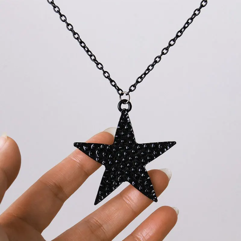 Fashion Jewelry Black Pentagon Five-pointed Star Pendant Necklace For Women Hip Hop Punk Long Sweater Necklace Wholesale
Fashion Jewelry Black Pentagon Five-pointed Star Pendant Necklace For Women Hip Hop Punk Long Sweater Necklace Wholesale