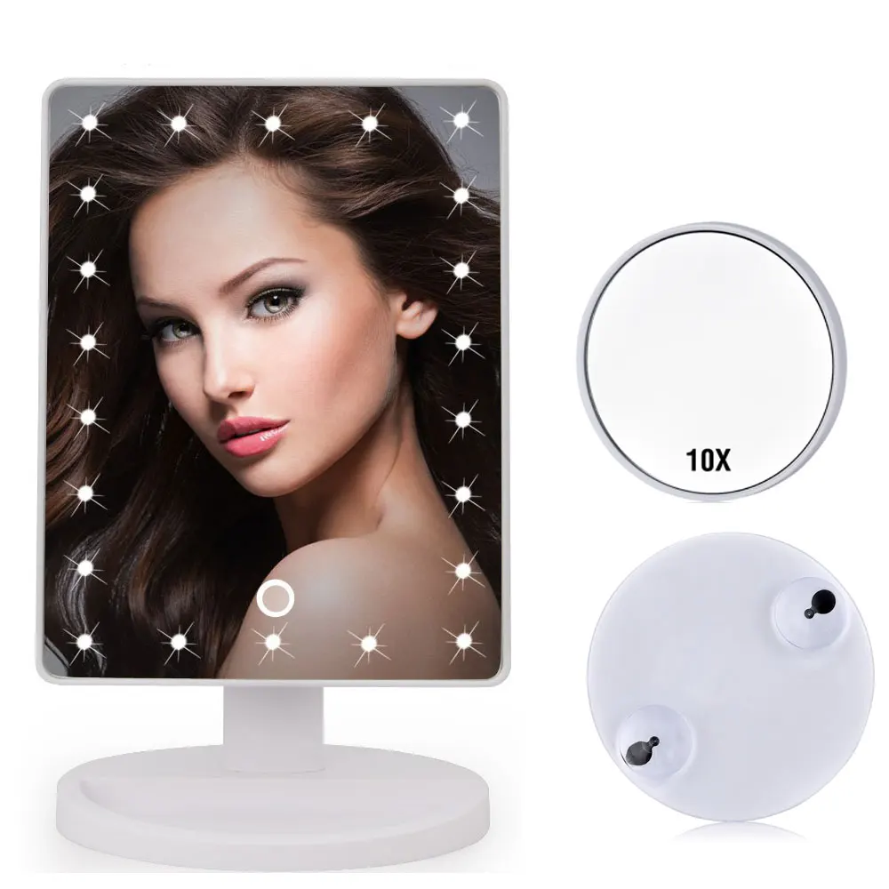 16/22 LED Touch Screen Makeup Mirror With Magnifying Rotation Vanity Mirrors Portable Luminous Cosmetic Mirrors Makeup Tool
16/22 LED Touch Screen Makeup Mirror With Magnifying Rotation Vanity Mirrors Portable Luminous Cosmetic Mirrors Makeup Tool