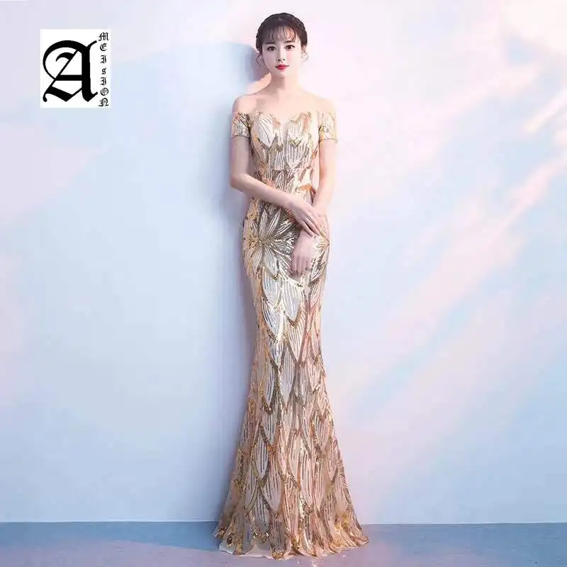 Ameision Sequin Mermaid Evening Dresses 2019 Sexy Boat Neck Short Sleeve Host Party Dinner Long Dress Robe formal evening gown
Ameision Sequin Mermaid Evening Dresses 2019 Sexy Boat Neck Short Sleeve Host Party Dinner Long Dress Robe formal evening gown