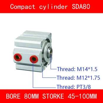 

CE ISO SDA80 Cylinder Magnet Compact SDA Series Bore 80mm Stroke 45-100mm Compact Air Cylinders Dual Action Air Pneumatic
