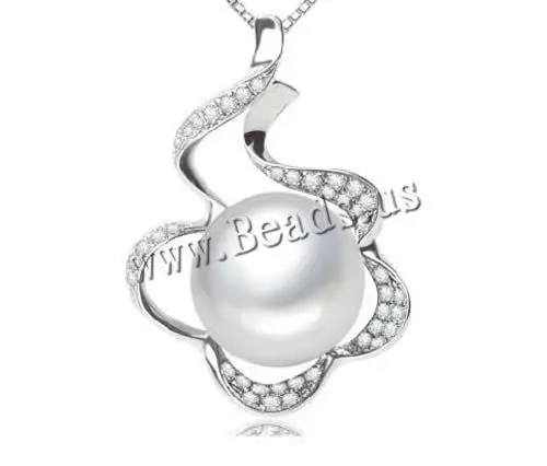 Free shipping!!!Freshwater Pearl Pendant Sexy Jewelry with 925 Sterling Silver Flower natural cubic zirconia white | Украшения и