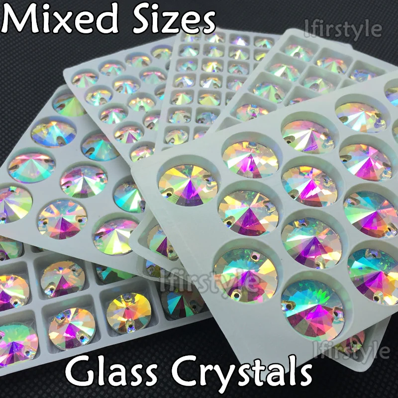 240pcs/lot Shiny 8mm/10mm12mm/14mm/16mm/18mm Mixed Size Sewing Glass Crystals Clear AB Round Rivoli FlatBack Sew On Stone Dress
240pcs/lot Shiny 8mm/10mm12mm/14mm/16mm/18mm Mixed Size Sewing Glass Crystals Clear AB Round Rivoli FlatBack Sew On Stone Dress