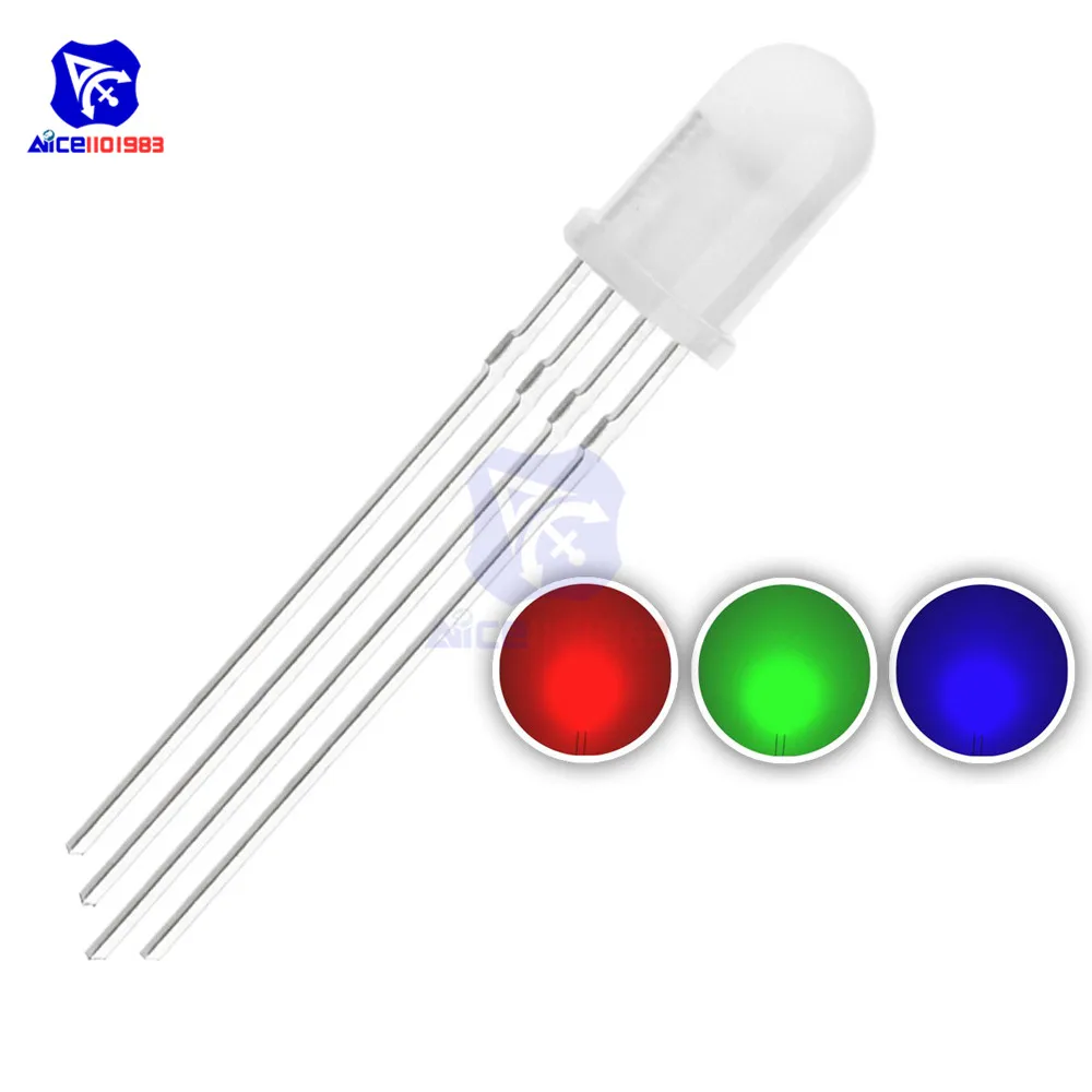 100PCS/Lot 4 Pin RGB LED Diode Lights Red/Green/Blue Diffused Round Common Cathode Lighting Bulb Electronics Components
100PCS/Lot 4 Pin RGB LED Diode Lights Red/Green/Blue Diffused Round Common Cathode Lighting Bulb Electronics Components