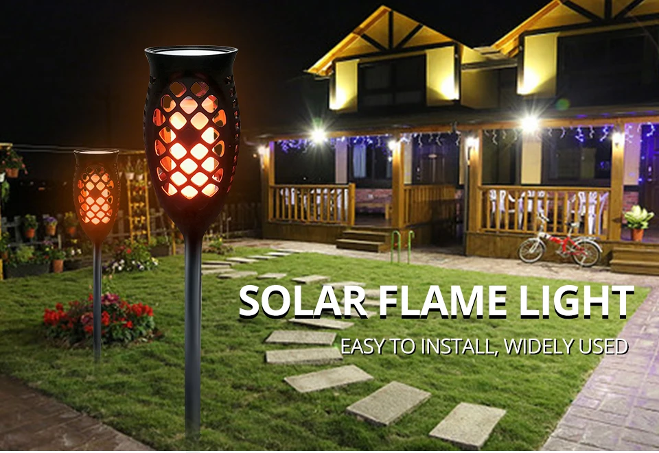 Foxanon Led Solar Lamp Garden Light Waterproof Outdoor Solar Torch Light Smart Solar LED Flame Lights For Garden Decoration_01