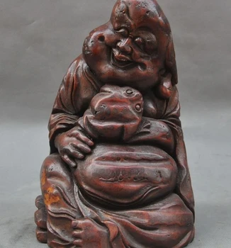 9" Rare Old Chinese Bamboo Root Hand-Carved Liu plays toad Wealth Lucky Statue
9" Rare Old Chinese Bamboo Root Hand-Carved Liu plays toad Wealth Lucky Statue
